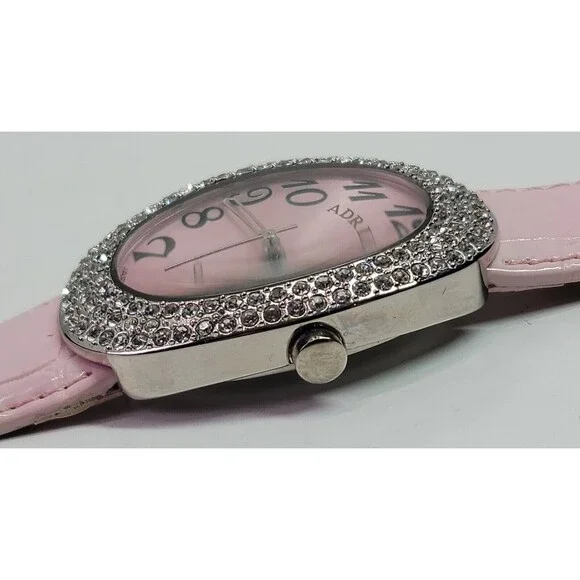 Adrienne Quartz ADR057 Womens Watch Pink Band Diamond Jewel Trim New Battery - Picture 3 of 13